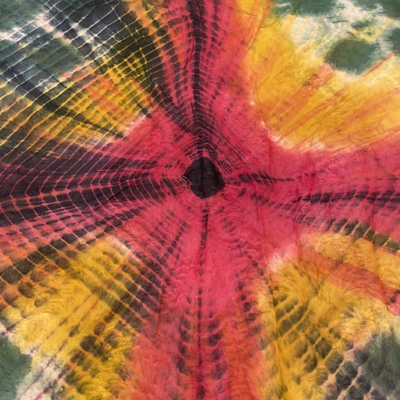 Elizabeth Gillett Riley Cotton Multi Colored Scarf with Yellow Tassels - Picture 6 of 13